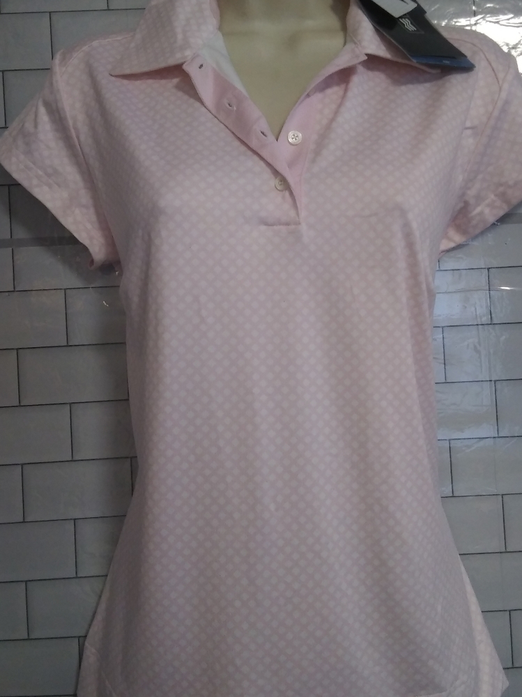 (A-2) Adidas ladies golf shirt polo pink sz Med